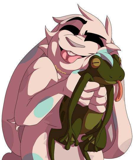 My OC, Blizzard, holding Jeremiah the Frog